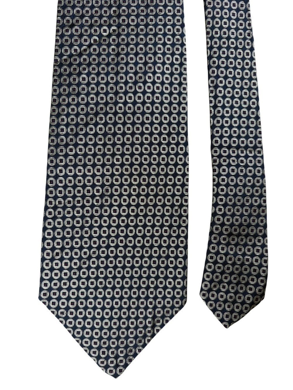 Polo Ralph Lauren Silk Navy Cream Jacquard Geometric Men's Designer Tie